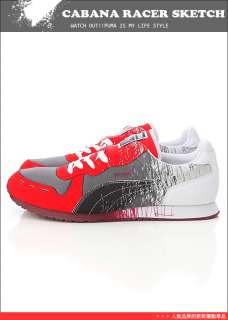 PUMA Cabana Racer Sketch Sneaker Shoes Red Grey #P61  