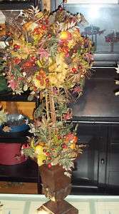 Frontgate 4 Fall Harvest Topiary Fruit Gourd Urn NEW  