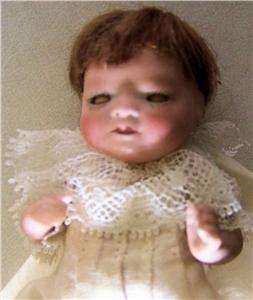 RARE   Putnam Bisque BYE LO BABY   Miniature 4 w/ Sleep Eyes & Wig 