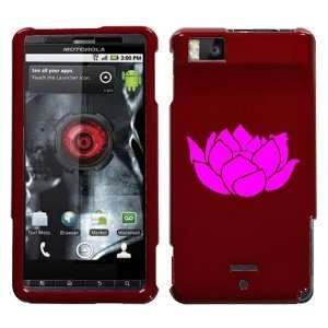  MOTOROLA DROID X PINK LOTUS ON A RED HARD CASE COVER 
