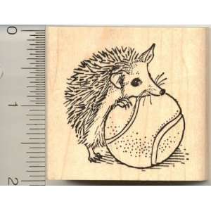  Hedgehog with Tennis Ball Rubber Stamp Arts, Crafts 