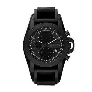  Fossil Machine Cuff Leather Watch   Black Fossil Watches