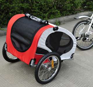   Dog Bike Bicyble Trailer Cat Carrier + Bicycle Hitch Red White  