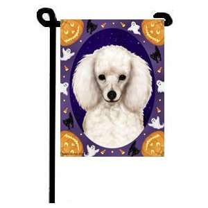 Poodle Toy White Halloween Garden Flag
