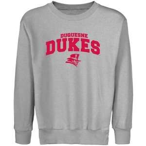  NCAA Duquesne Dukes Youth Steel Logo Arch Crew Neck Fleece 