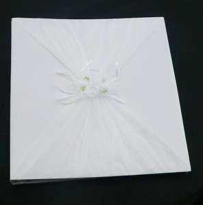 White Wedding Large Photo Album Bow with lace flowers  