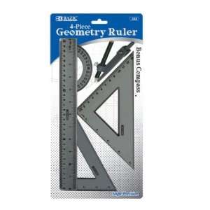  BAZIC Geometry Ruler Combination Sets w/ Compass Case Pack 