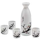 Japanese Sakura Porcelain Sake Set Bottle Cups P7/U