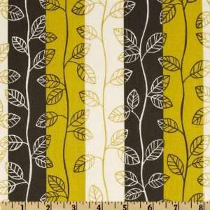  44 Wide Zen Garden Striped Leafs Vine Yellow Fabric By 