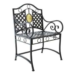   Fancy Black Weave Design Chair with Gold Bee Medallion