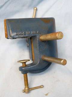 Vintage Blue Stanley USA #700 Portable Clamp Bench Vise  