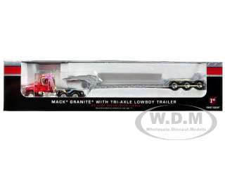   Tri Axle Lowboy Trailer Case Agriculture Red die cast car model by