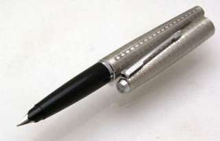 PARKER 45 CIRCLET Harlequin Brushed Steel Fountain Pen NOS  