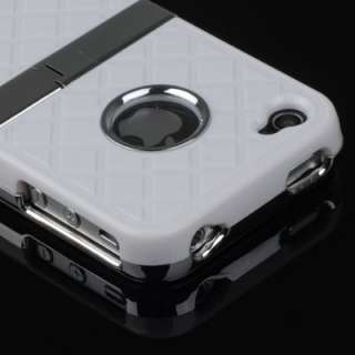 Deluxe Case Stand Cover w/Chrome for Apple iPhone 4/4S   Embossed 