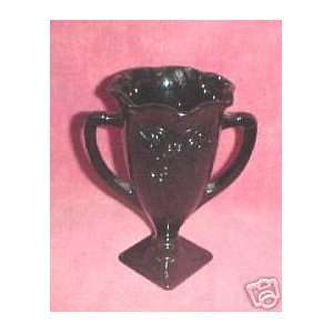  Black Depression Glass Handled Vase 