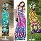   Maxi Long Dresses Flowers Beach Sundress Low Cut V neck Strappy Backle