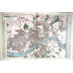  Street Plan Newcastle Upon Tyne England Bacon Antique Map 