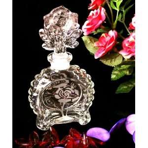  Clear Etched Glass Perfume Bottle 