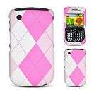 PINK ARGYLE Fabric Textured Hard Skin Cover for BlackBerry CURVE 8520 