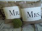 Mr. and Mrs.   Wedding   Bridal Shower   Burlap Pillows/Washed Cotton 