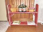   RED TWO SHELF BOOKSHELF/PLAN​T STAND 30X24X12 INSIDE OR OUTSIDE USE