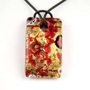    Rectangle Gold Foil Pendant   Camilla Red/Gold Style1 Jewelry