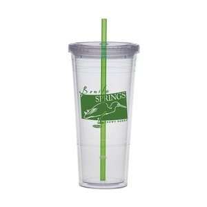 24079    24 oz. Double Wall Tumbler with a Green Straw  