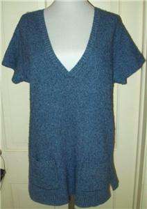EILEEN FISHER Country blue wool silk tunic sweater XL  