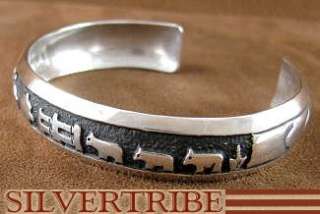 Navajo Thomas Singer Silver Story Teller Cuff Bracelet  