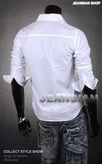 3mu Mens Designer Slim Dress Shirts Casual Plaid Check Blue/White S M 