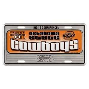  Okalahoma State Cowboys Metal License Plate   Domed 