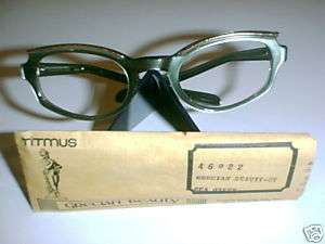 Vintage Eyeglasses Green Silk Cateye  