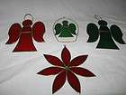 Set of 1940s Stained Glass Christmas Ornaments