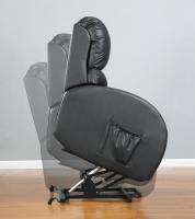 Power Lift Recliner Chair In Black Leather With Remote Control  