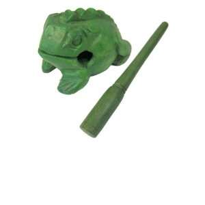 Hand Carved Wooden Frog Rasp 2   GREEN