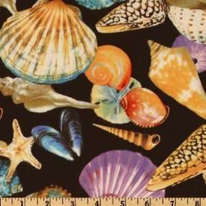   Seashells Allover Seashells Brown Fabric By The Yard Arts, Crafts