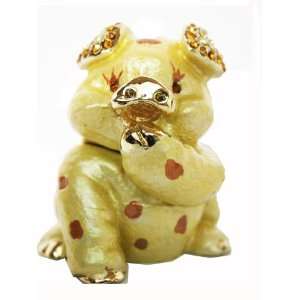  Gold Colored Metal Laughing Pig Pill Box Pill Box Toys & Games