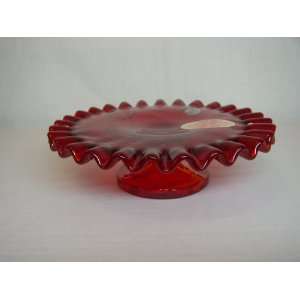 Fenton Art Glass Red Candleplate 