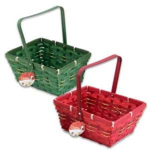  Basket 9 Inches Long Rectangle With Tinsel Line and Handle 