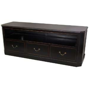   60 Distressed Black Lacquer Flat TV Display Console