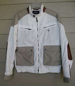 Mens Ferrari Jacket L Large White / Ice with Leather Details $469 