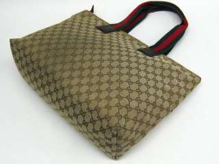 Auth GUCCI Tote Bag GG Canvas/Weaving Beige 155524  