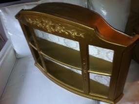   Dart Ornate Hollywood Regency Gold Wall Shelf Curio Cabinet  