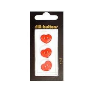  Dill Buttons 15mm 2 Hole Heart Red 3 pc (6 Pack) Pet 
