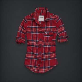 NWT Abercrombie Kids Girls XL Chloe Red Plaid Shirt Top  