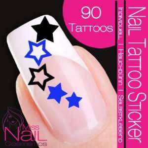  Nail Art Tattoo Sticker Star / Stars   blue Beauty