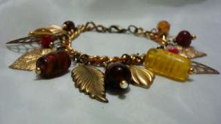 AUTUMN LEAVES Handcrafted METAL charm BRACELET new PICS  