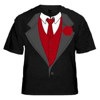 Tuxedo Shirts   Formal Tuxedo T Shirt With Red Tie And Rose #3/#14