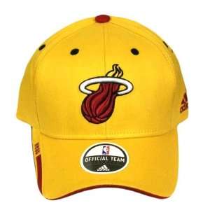  NBA MIAMI HEAT ADIDAS FLEX FIT YELLOW RED HAT CAP NEW 