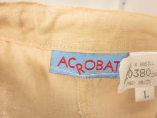 ACROBAT Beige Linen Drawstring Cargo Pants Slacks Sz L  